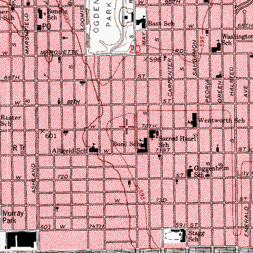 Topographic Map of Gethsemane Church of God in Christ, IL