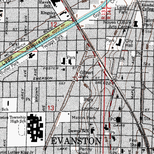 Topographic Map of Gilbert Park, IL