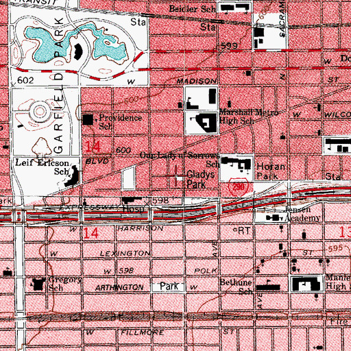 Topographic Map of Gladys Park, IL