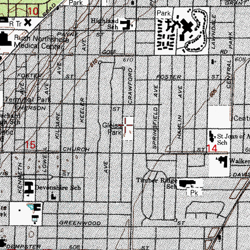 Topographic Map of Gleiss Park, IL
