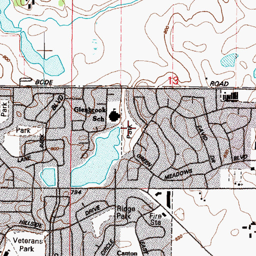 Topographic Map of Glenbrook Park, IL