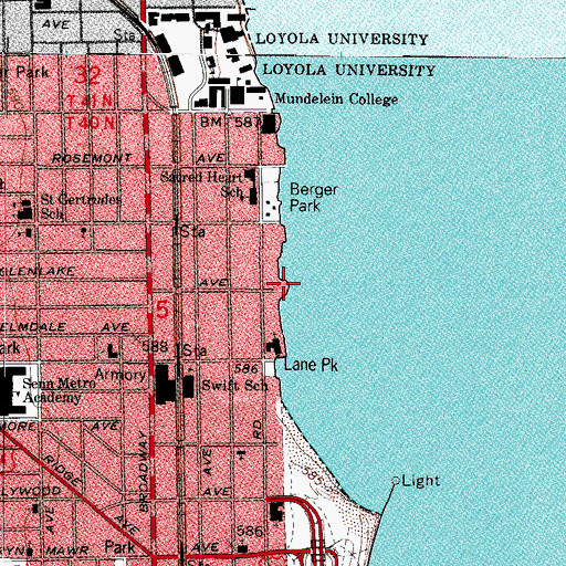 Topographic Map of Glenlake Avenue Park, IL