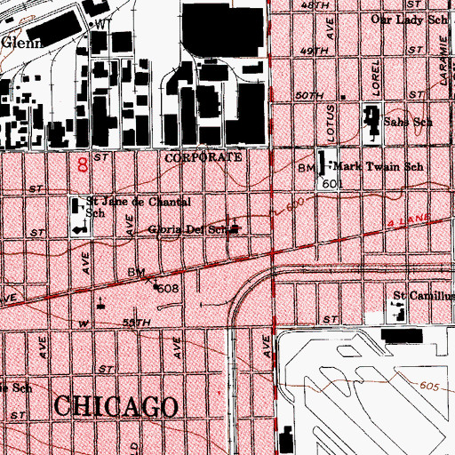 Topographic Map of Gloria Dei Evangelical Lutheran Church, IL