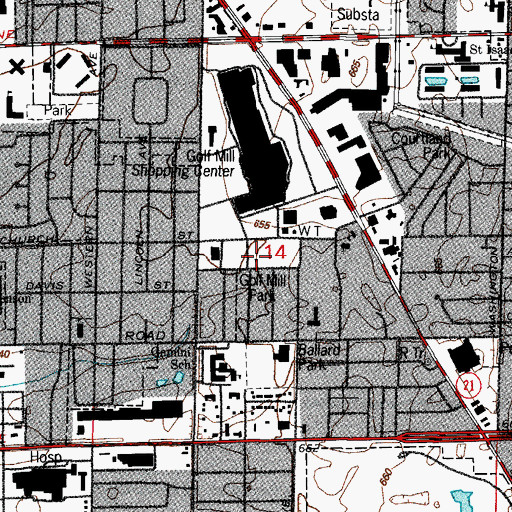 Topographic Map of Golf Mill Park, IL