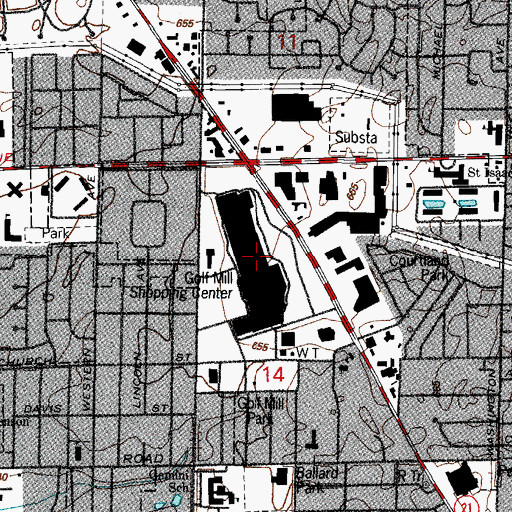 Topographic Map of Golf Mill Shopping Center, IL