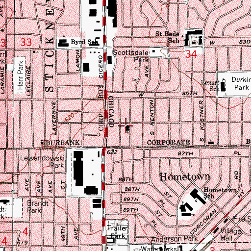 Topographic Map of Golgotha Lutheran Church, IL