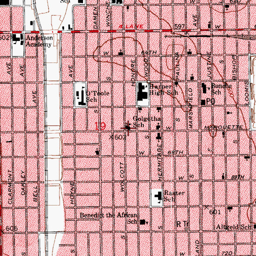 Topographic Map of Golgotha Lutheran Church, IL