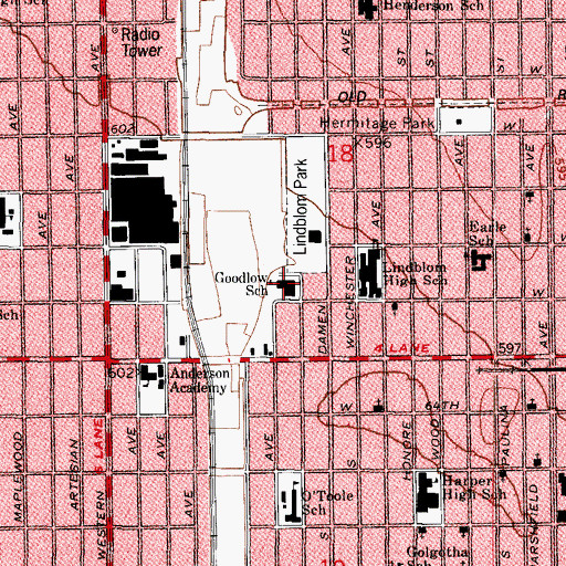 Topographic Map of Goodlow School, IL