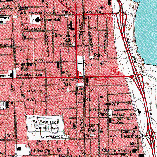 Topographic Map of Goudy Technology Academy, IL