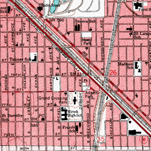Topographic Map of Grace Conservative Baptist Church, IL