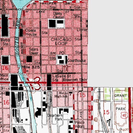 Topographic Map of Grace Episcopal Church, IL