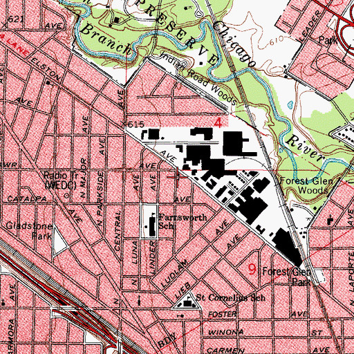 Topographic Map of Grace Gospel Church, IL
