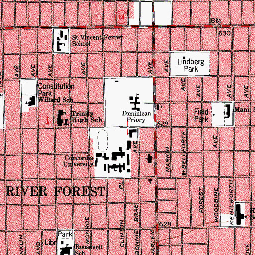 Topographic Map of Grace Lutheran School, IL