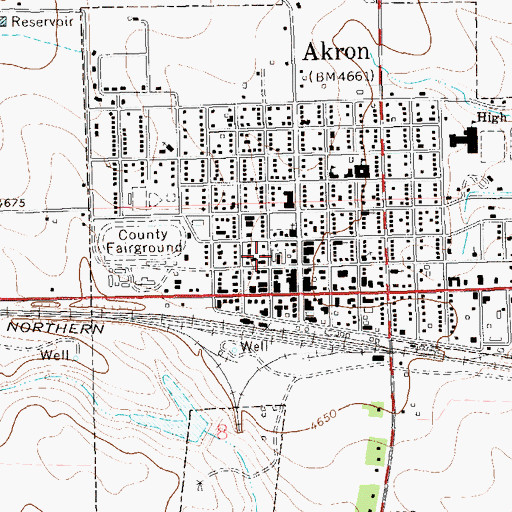 Topographic Map of Akron, CO