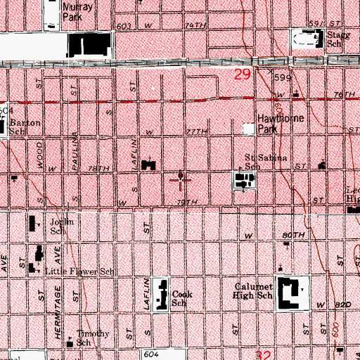 Topographic Map of Grace-Calvary United Methodist Church, IL