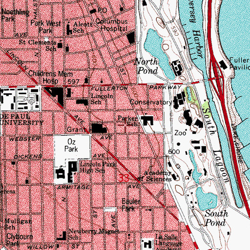 Topographic Map of Grant Place Portals, IL