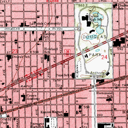 Topographic Map of Greater Christian Fellowship Missionary Baptist Church, IL