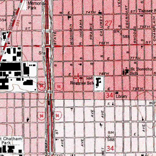 Topographic Map of Greater Institutional African Methodist Episcopal Church, IL