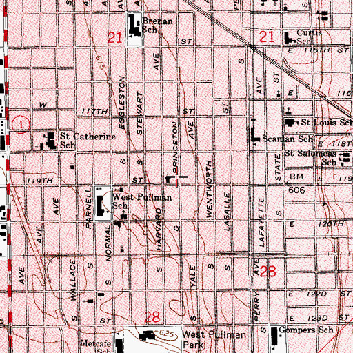 Topographic Map of Greater Zion Chapel, IL