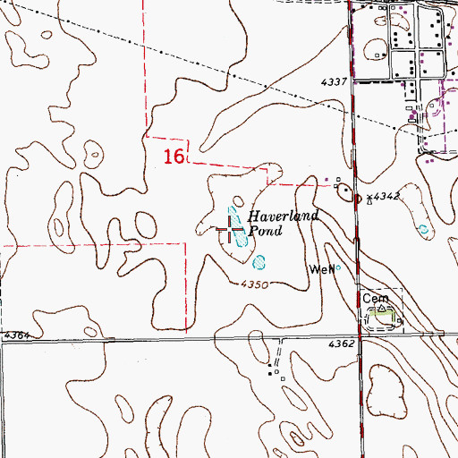 Topographic Map of Haverland Pond, CO