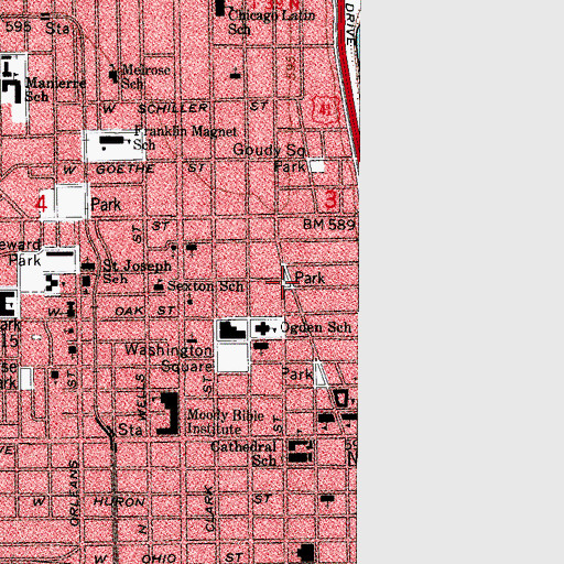 Topographic Map of Green Bay Triangle, IL