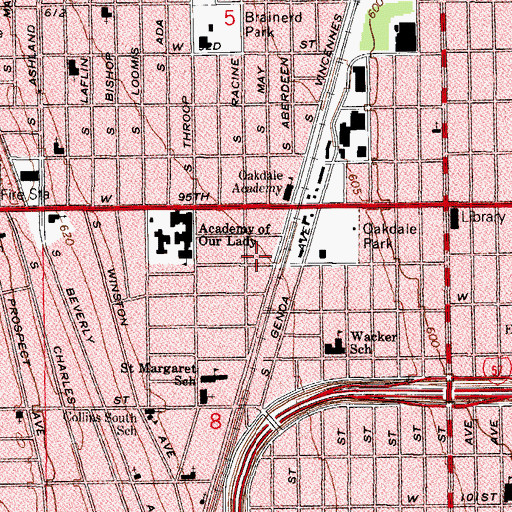Topographic Map of Green Elementary School, IL