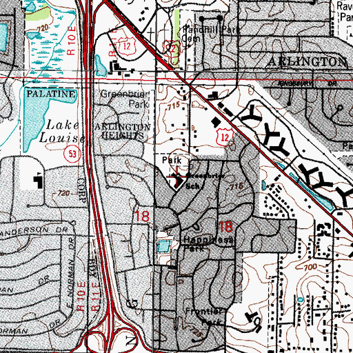 Topographic Map of Greenbrier Elementary School, IL