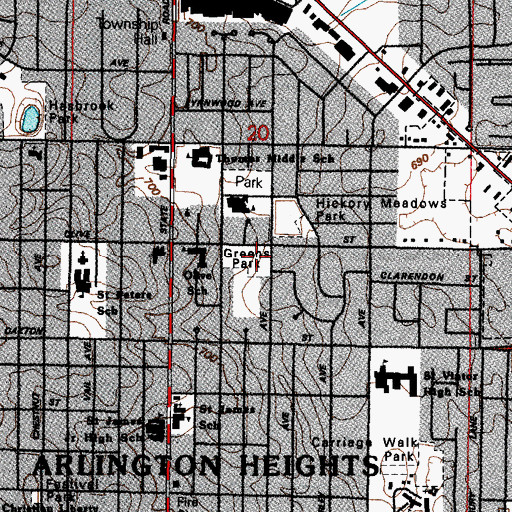 Topographic Map of Greens Park, IL