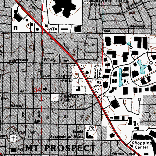 Topographic Map of Gregory Park, IL
