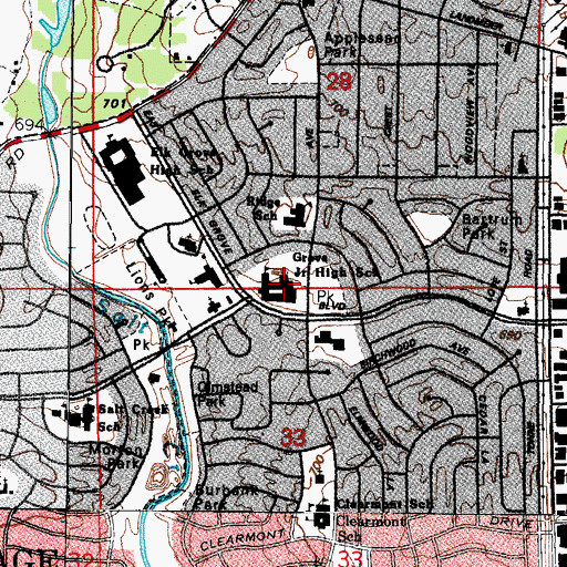 Topographic Map of Grove Junior High School, IL