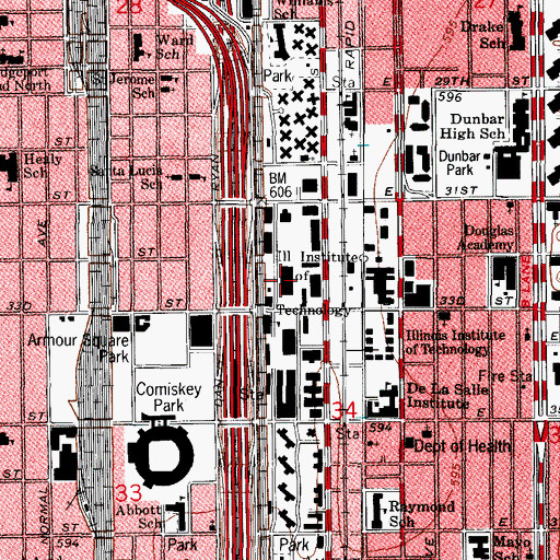 Topographic Map of Grover M Hermann Hall, IL