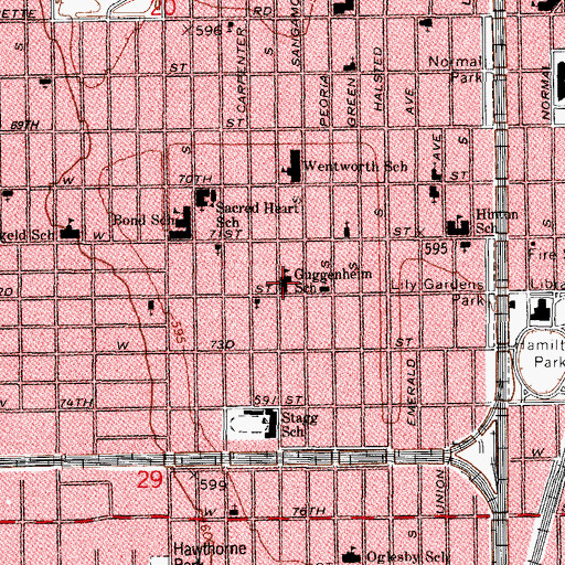 Topographic Map of Guggenheim Elementary School, IL