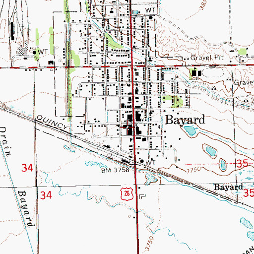 Topographic Map of Bayard Police Department, NE