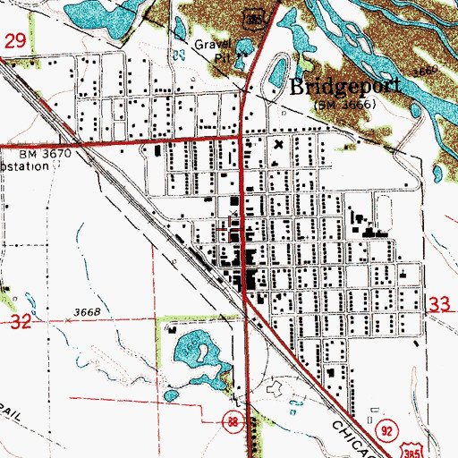 Topographic Map of Bridgeport City Police Department, NE