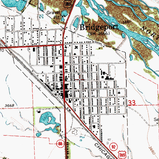 Topographic Map of First Baptist Church, NE