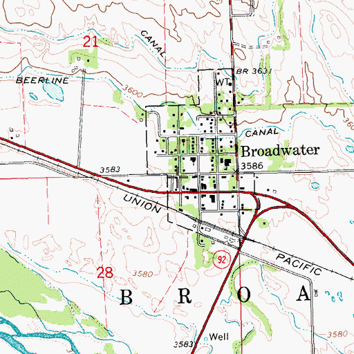 Topographic Map of Broadwater Post Office, NE