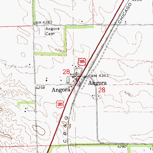 Topographic Map of Angora Post Office, NE