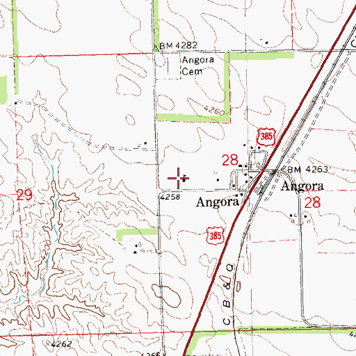 Topographic Map of Angora Public School, NE