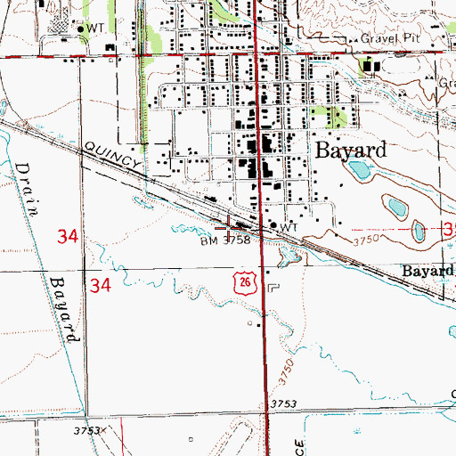 Topographic Map of Bayard Chimney Rock Museum, NE