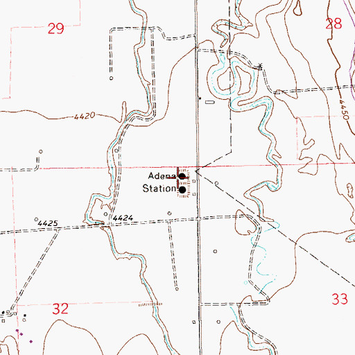 Topographic Map of Adena Station, CO