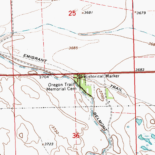 Topographic Map of Camp Clarke Bridge and Sidney - Black Hills Trail Historical Marker, NE