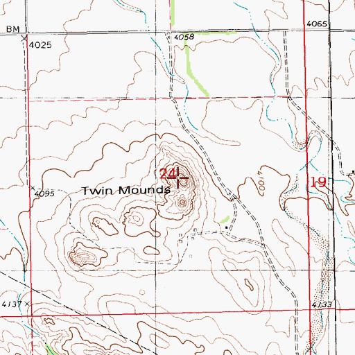 Topographic Map of Twin Mounds, NE