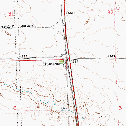 Topographic Map of Huntsman, NE