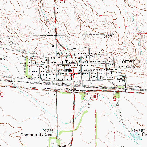 Topographic Map of Potter Post Office, NE