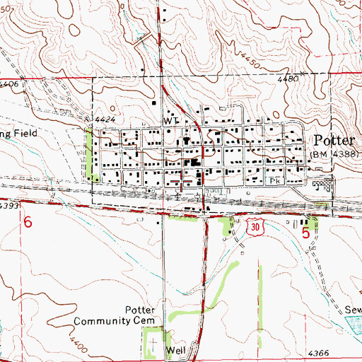 Topographic Map of Potter Fire Department, NE