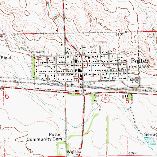 Topographic Map of Potter-Dix High School, NE