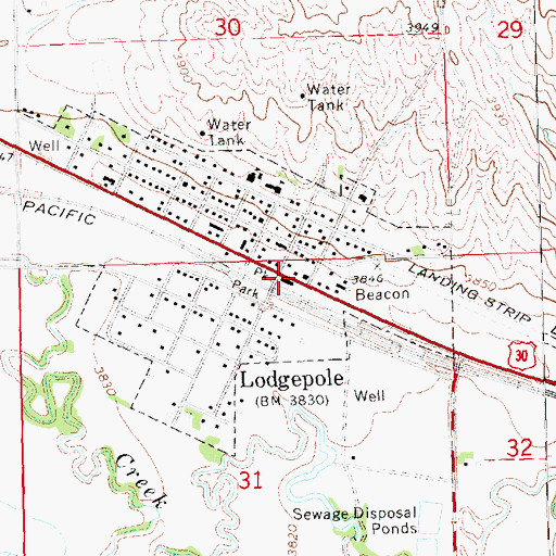 Topographic Map of Lodgepole, NE