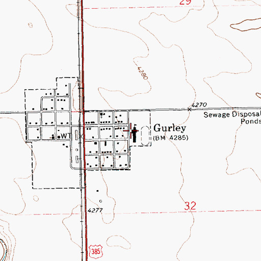 Topographic Map of Leyton Elementary School, NE