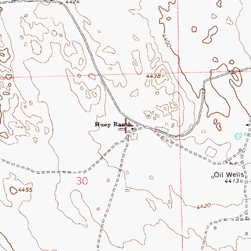 Topographic Map of Huey Ranch, CO