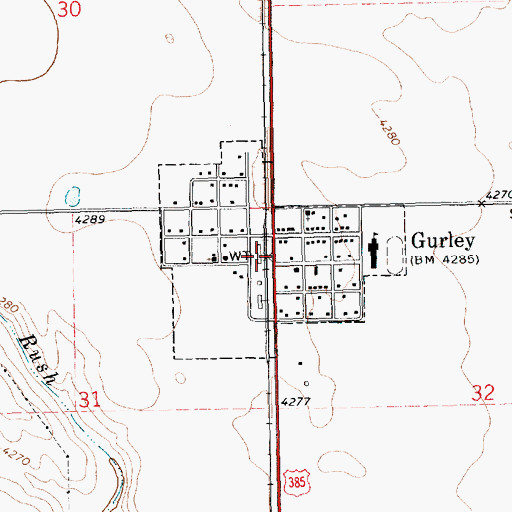 Topographic Map of Gurley, NE